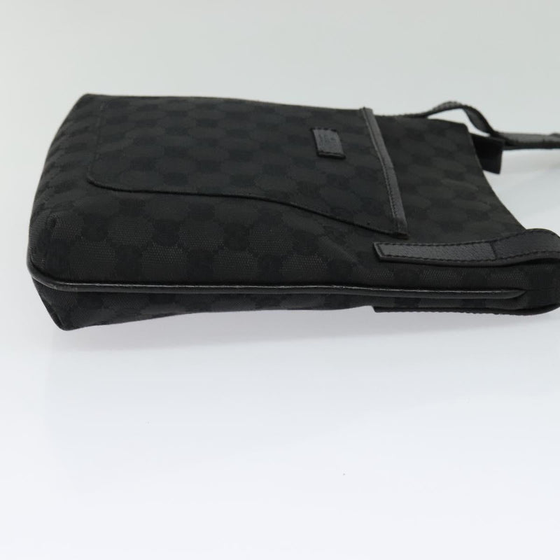 GUCCI GG Canvas Shoulder Bag Black Silver 122793 Auth 119885