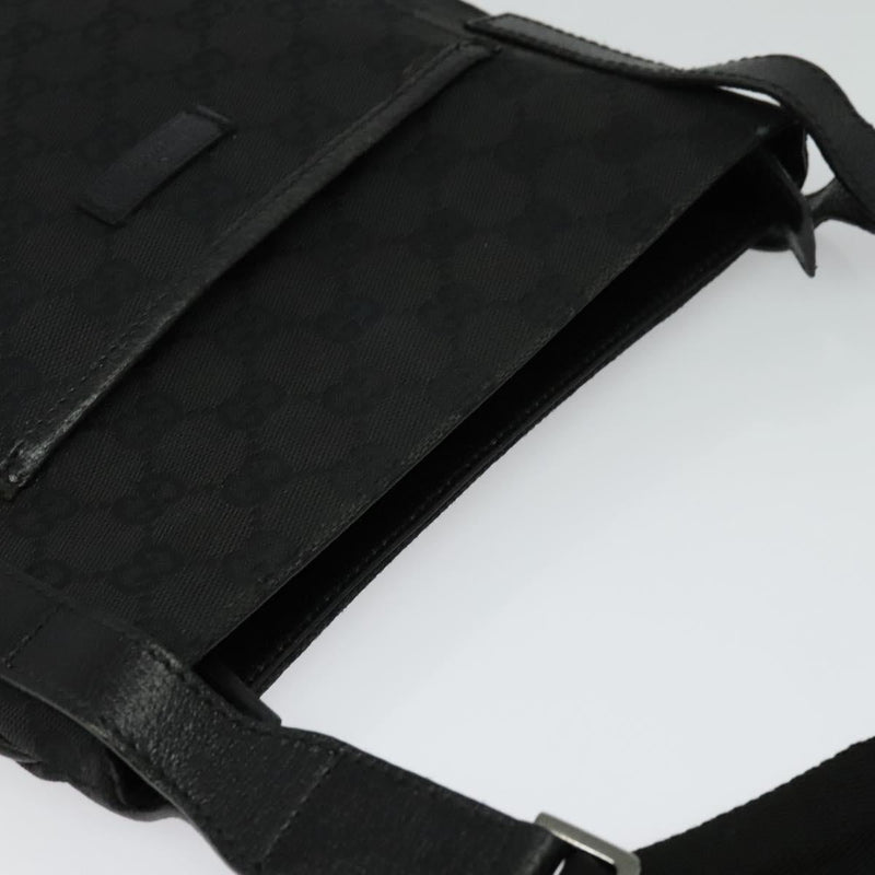 GUCCI GG Canvas Shoulder Bag Black Silver 122793 Auth 119885