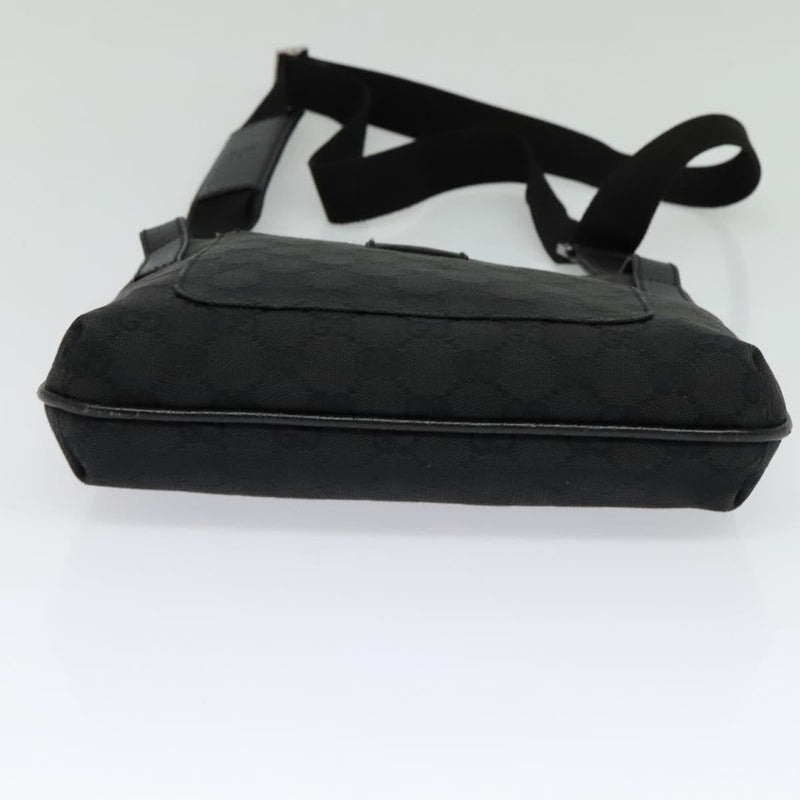 GUCCI GG Canvas Shoulder Bag Black Silver 122793 Auth 119885