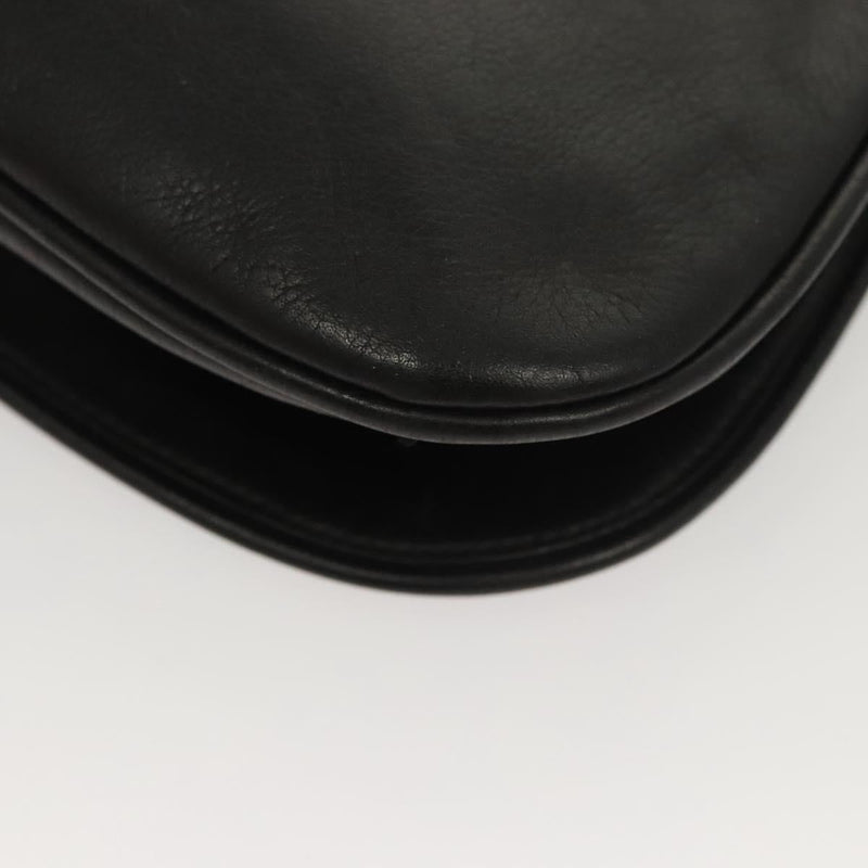 GUCCI Clutch Bag Leather Black Gold Auth 119888