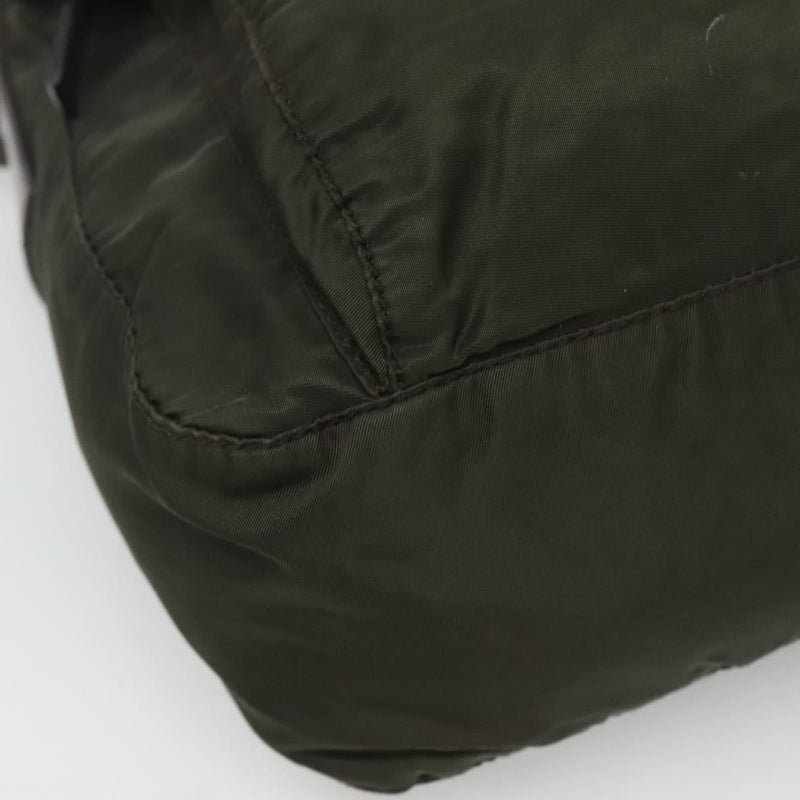 PRADA Shoulder Bag Khaki Silver Auth 119889