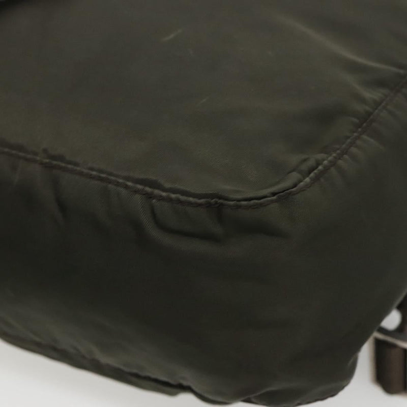 PRADA Shoulder Bag Khaki Silver Auth 119889