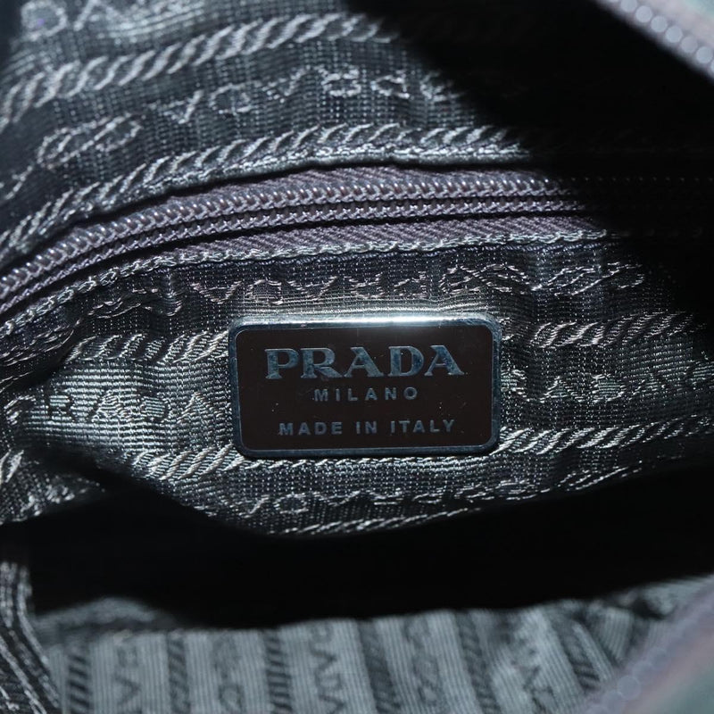 PRADA Shoulder Bag Khaki Silver Auth 119889