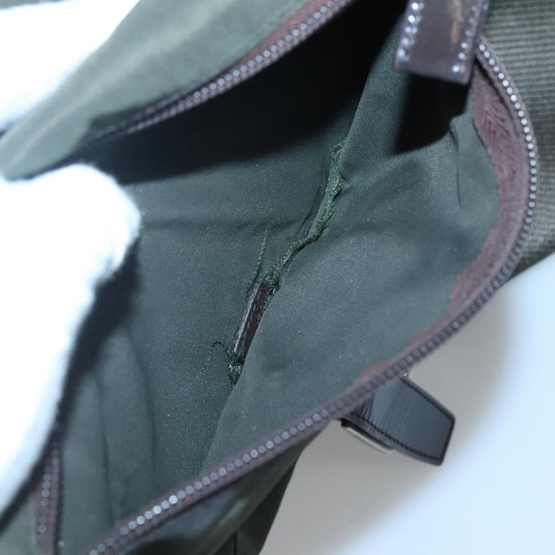 PRADA Shoulder Bag Khaki Silver Auth 119889