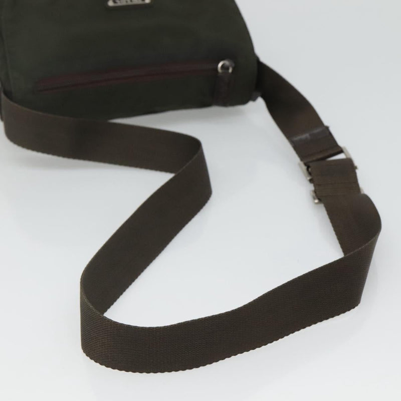 PRADA Shoulder Bag Khaki Silver Auth 119889