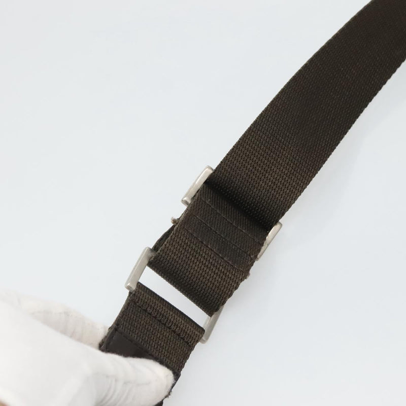 PRADA Shoulder Bag Khaki Silver Auth 119889