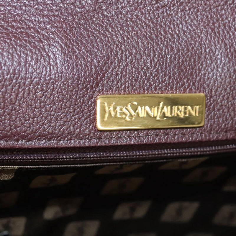 SAINT LAURENT Clutch Bag Leather Brown Gold Auth 119904