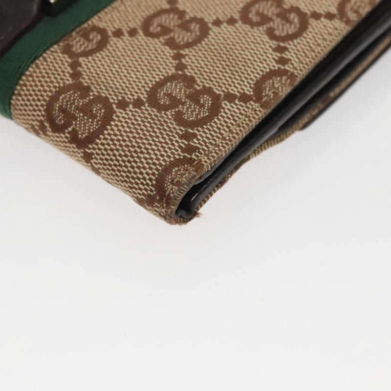 GUCCI GG Canvas Web Sherry Line Jackie Wallet Beige Silver 05474 Auth 119935