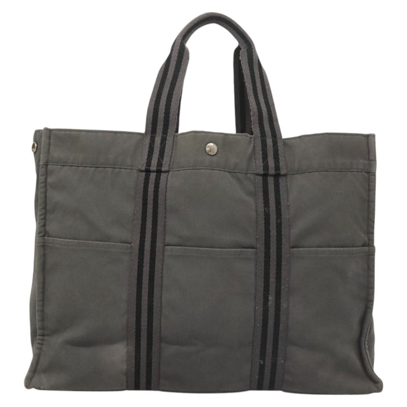 HERMES Fourre Tout GM Hand Bag Canvas Gray Auth 119943