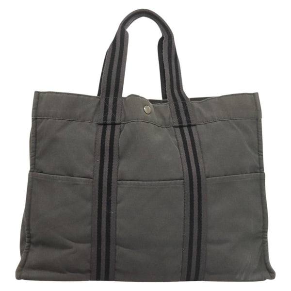 HERMES Fourre Tout GM Hand Bag Canvas Gray Auth 119943