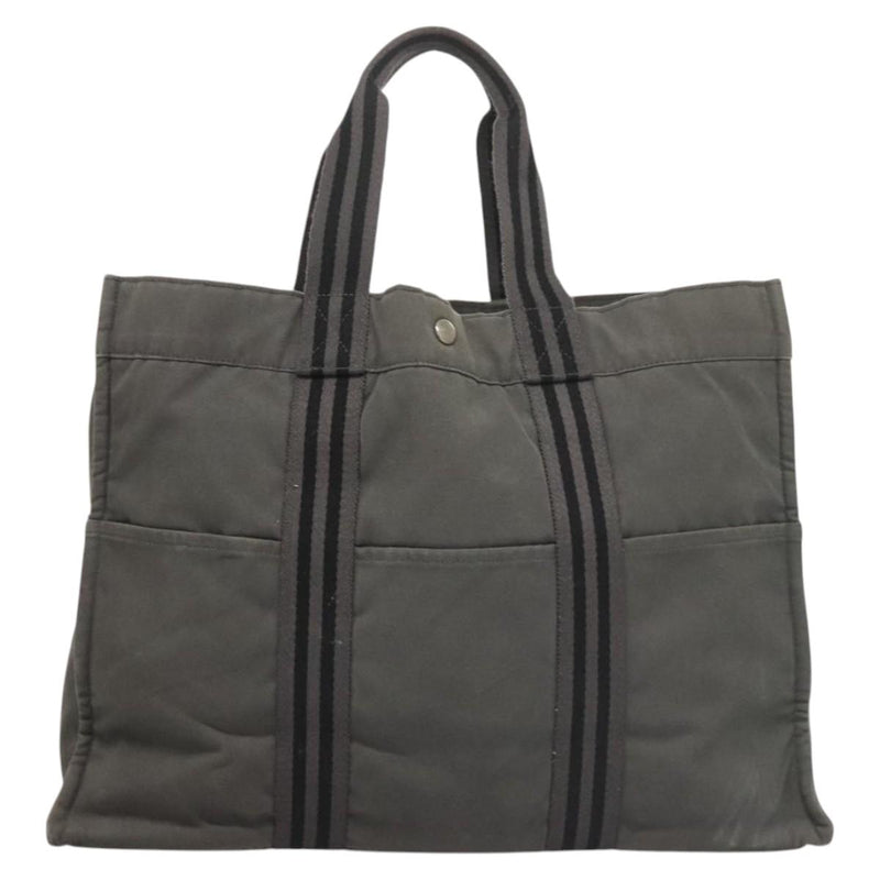 HERMES Fourre Tout GM Hand Bag Canvas Gray Auth 119943