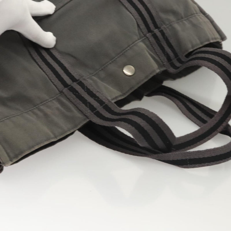 HERMES Fourre Tout GM Hand Bag Canvas Gray Auth 119943