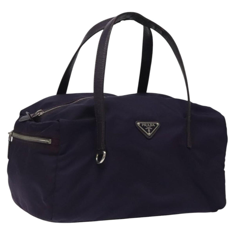 PRADA Hand Bag Nylon Purple Silver Auth 119971