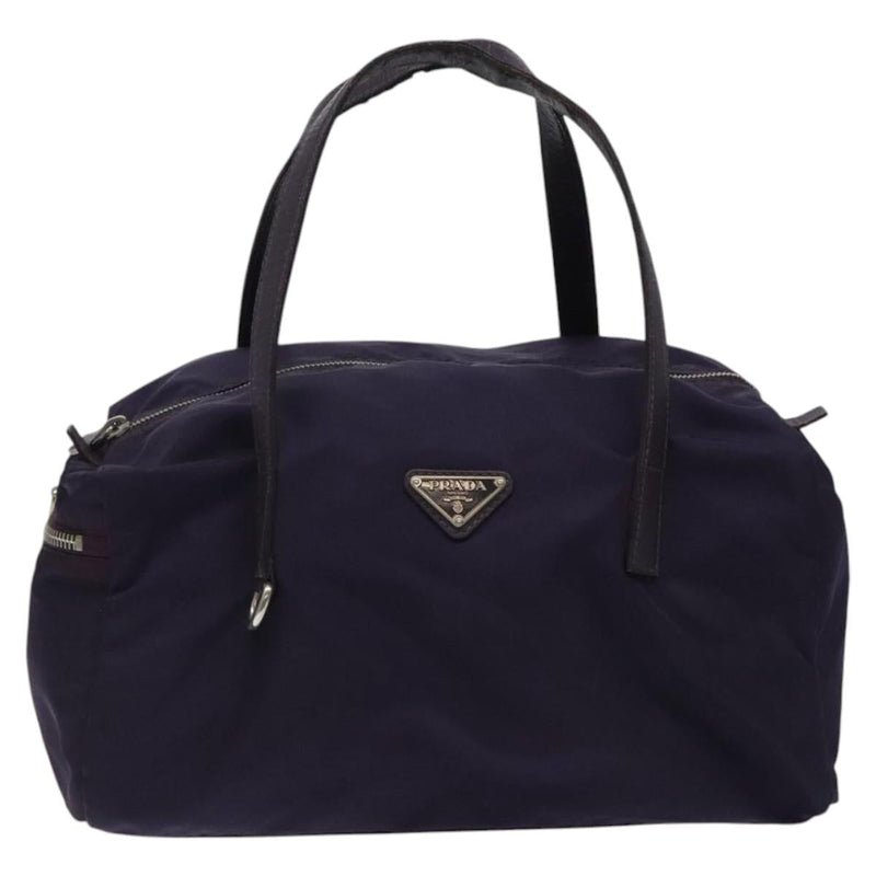 PRADA Hand Bag Nylon Purple Silver Auth 119971