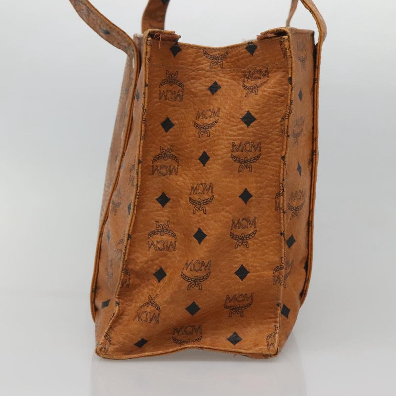 MCM Logogram Vicetos Tote Bag PVC Leather Brown Gold Auth 119981