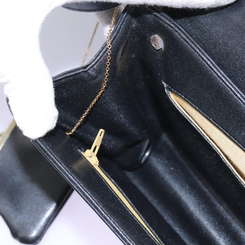 Christian Dior Shoulder Bag Calf leather Black Auth 119992