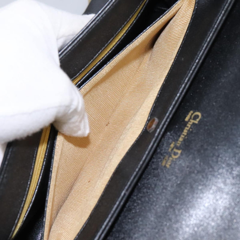 Christian Dior Shoulder Bag Calf leather Black Auth 119992