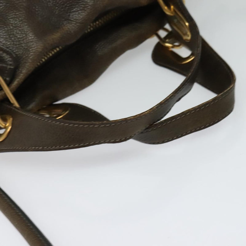 Chloe Paraty Hand Bag Leather 2way Brown Gold Auth 120027