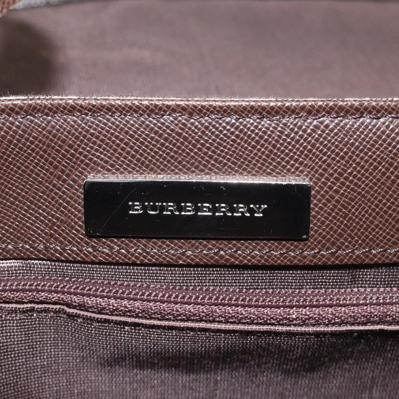 BURBERRY Nova Check Shoulder Bag Canvas Beige Silver Auth 120039