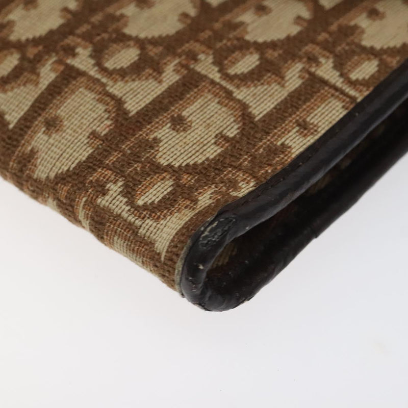 Christian Dior Trotter Canvas Shoulder Bag Brown Gold Auth 120042