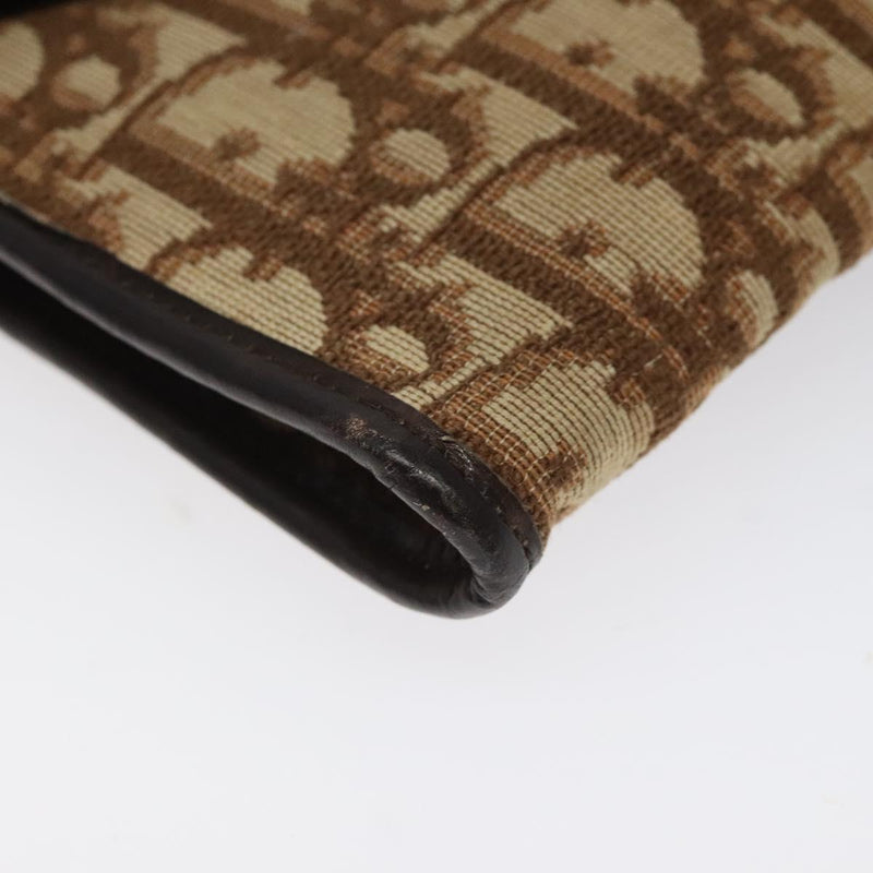 Christian Dior Trotter Canvas Shoulder Bag Brown Gold Auth 120042