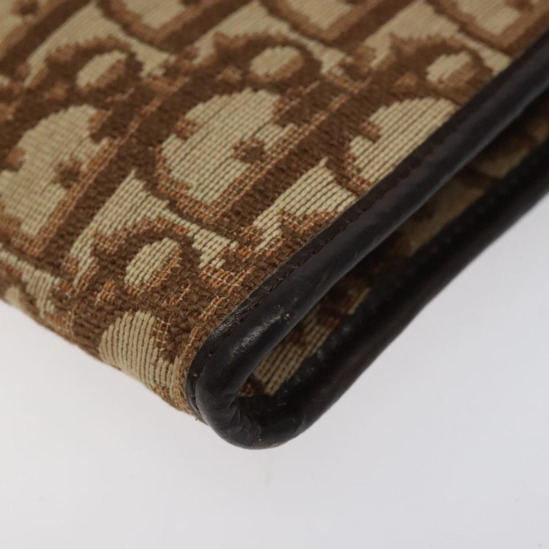 Christian Dior Trotter Canvas Shoulder Bag Brown Gold Auth 120042