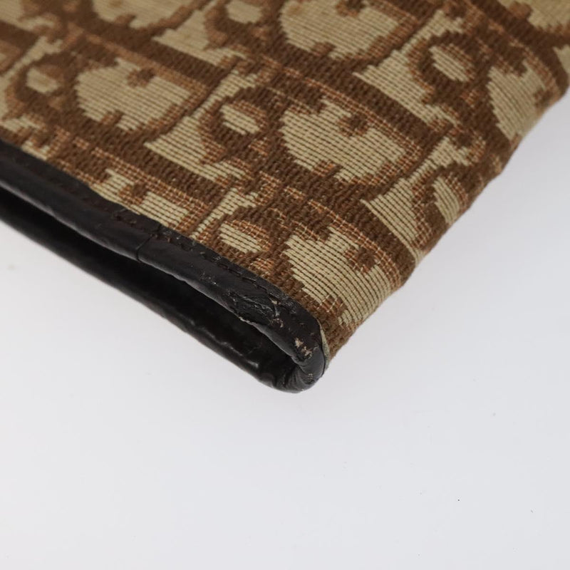 Christian Dior Trotter Canvas Shoulder Bag Brown Gold Auth 120042