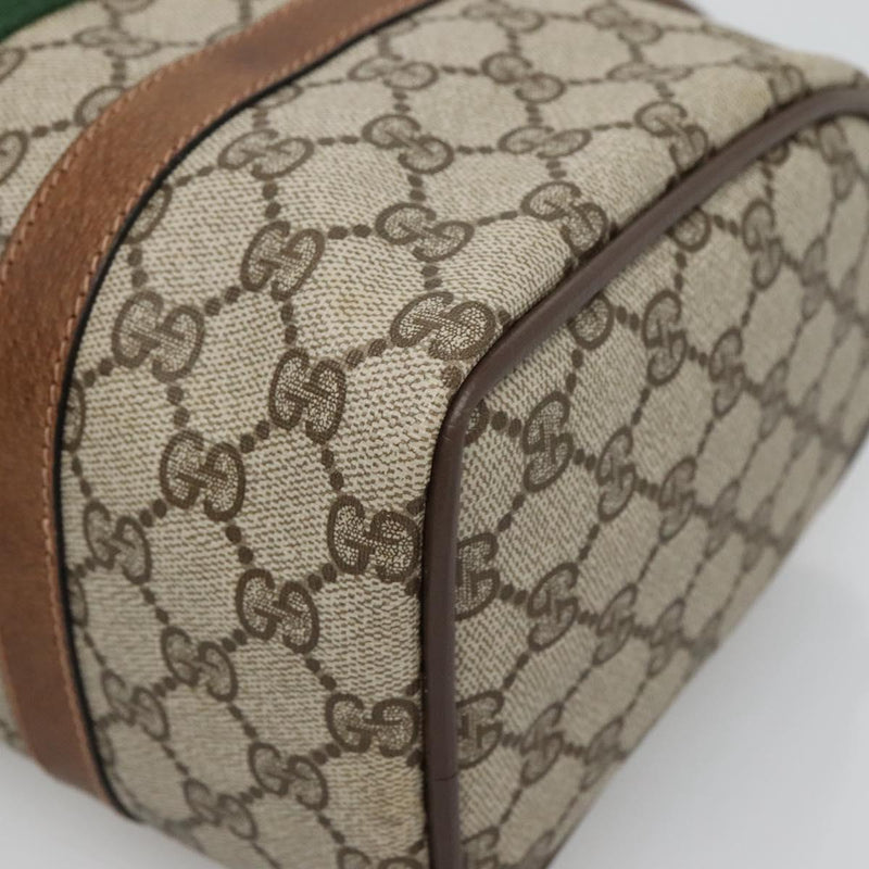 GUCCI GG Supreme Web Sherry Line Boston Bag PVC Red Green beige Auth 120065