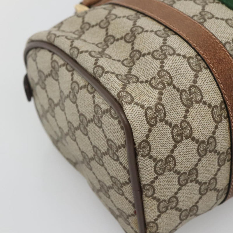 GUCCI GG Supreme Web Sherry Line Boston Bag PVC Red Green beige Auth 120065