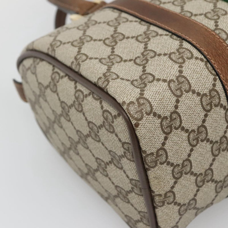 GUCCI GG Supreme Web Sherry Line Boston Bag PVC Red Green beige Auth 120065