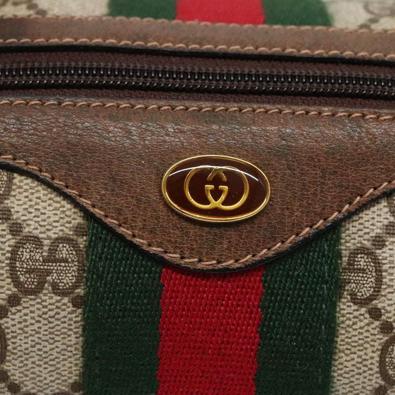 GUCCI GG Supreme Web Sherry Line Boston Bag PVC Red Green beige Auth 120065