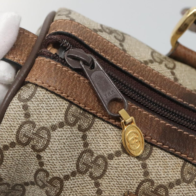 GUCCI GG Supreme Web Sherry Line Boston Bag PVC Red Green beige Auth 120065
