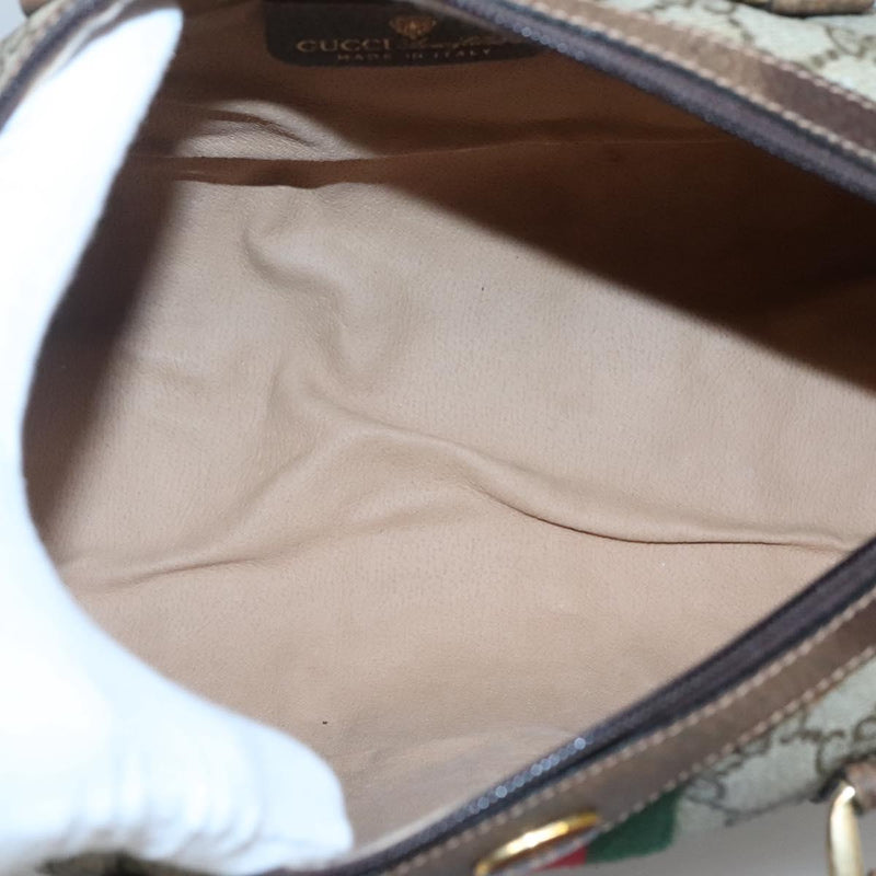 GUCCI GG Supreme Web Sherry Line Boston Bag PVC Red Green beige Auth 120065