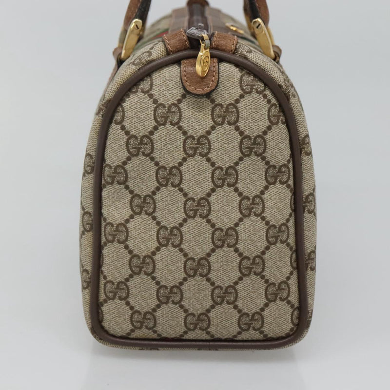 GUCCI GG Supreme Web Sherry Line Boston Bag PVC Red Green beige Auth 120065