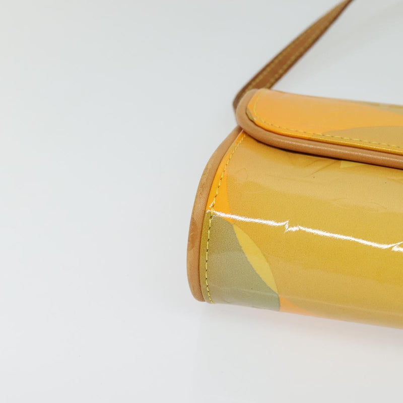 LOUIS VUITTON Monogram Vernis Pochette Fleur Bag Yellow M91118 LV Auth 120072