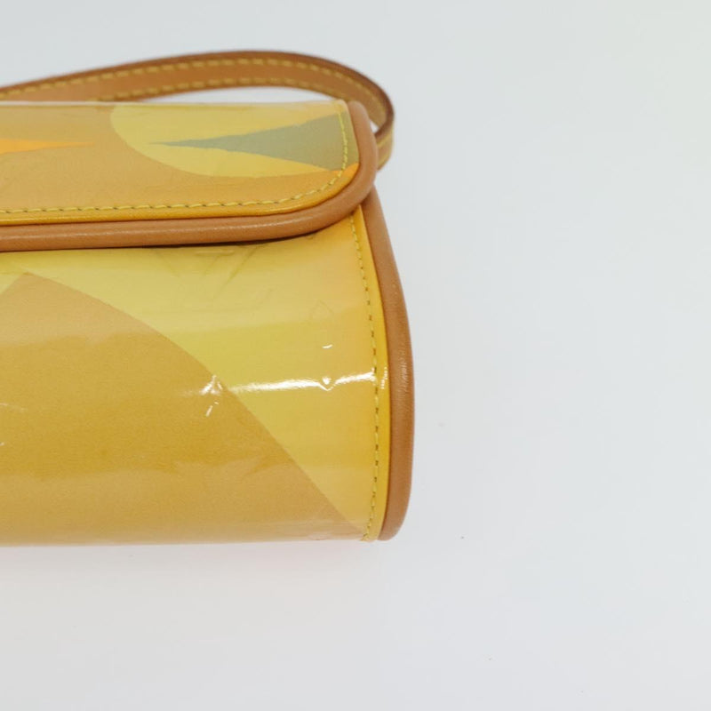 LOUIS VUITTON Monogram Vernis Pochette Fleur Bag Yellow M91118 LV Auth 120072