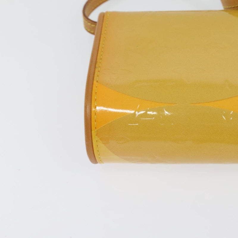 LOUIS VUITTON Monogram Vernis Pochette Fleur Bag Yellow M91118 LV Auth 120072