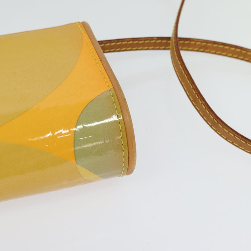 LOUIS VUITTON Monogram Vernis Pochette Fleur Bag Yellow M91118 LV Auth 120072