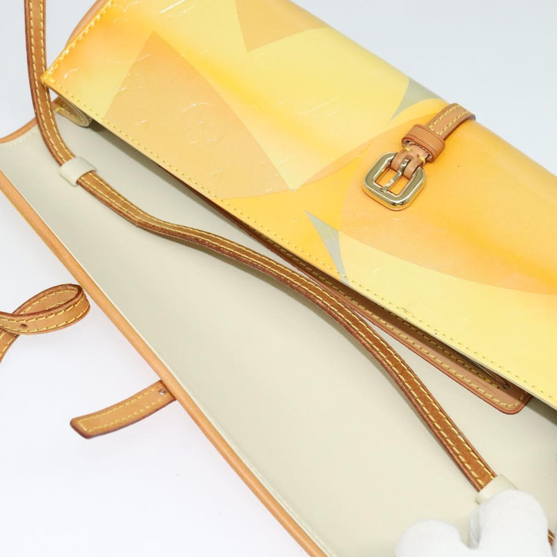 LOUIS VUITTON Monogram Vernis Pochette Fleur Bag Yellow M91118 LV Auth 120072