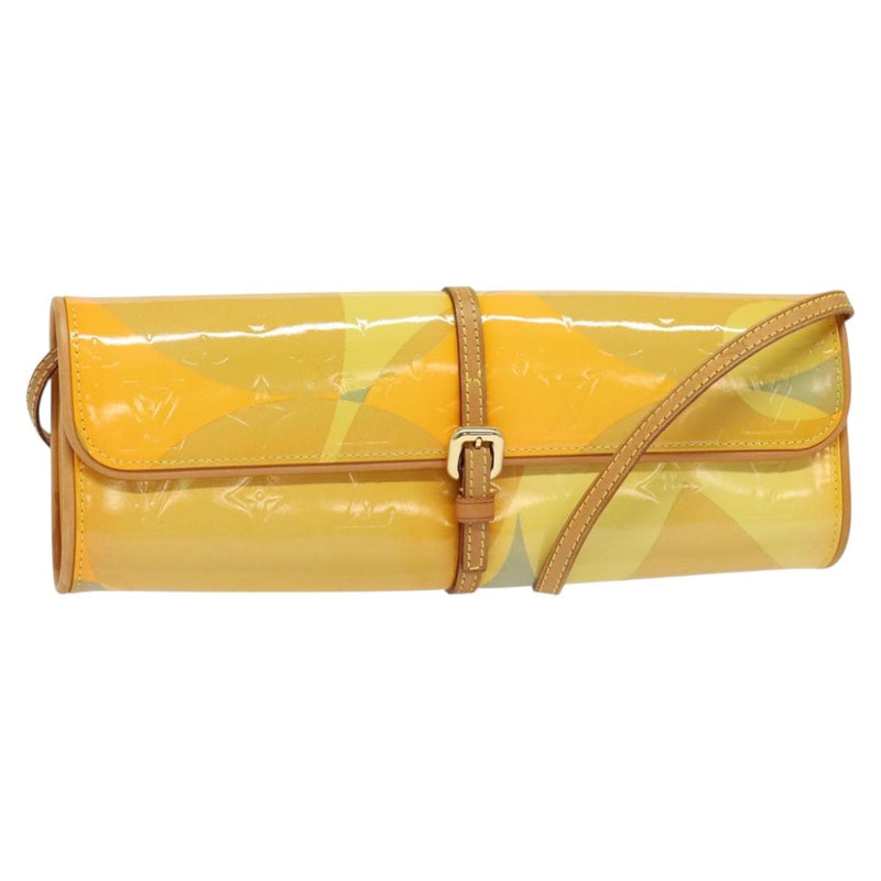 LOUIS VUITTON Monogram Vernis Pochette Fleur Bag Yellow M91118 LV Auth 120072