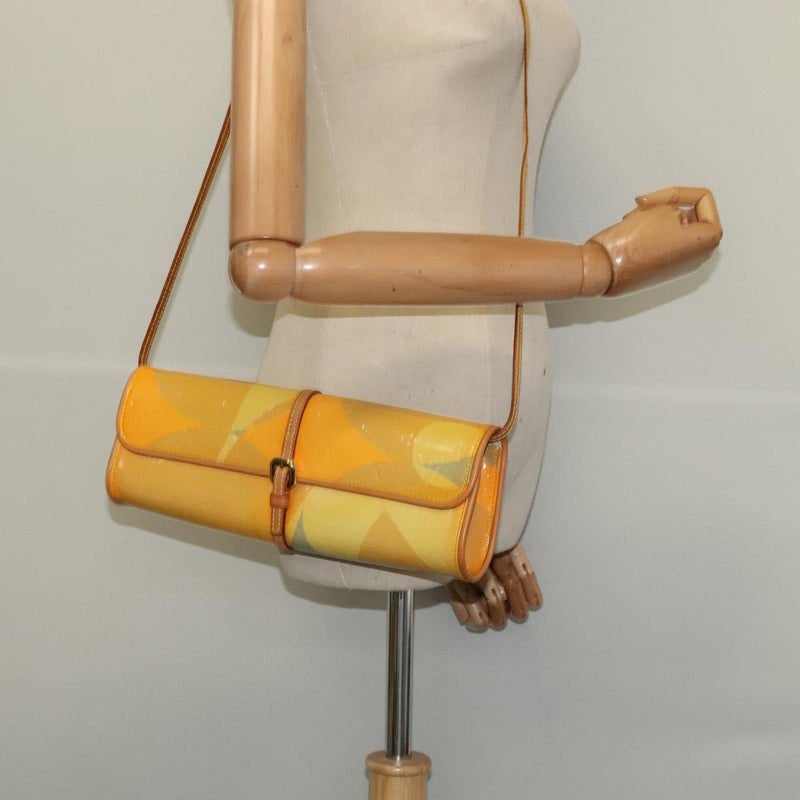 LOUIS VUITTON Monogram Vernis Pochette Fleur Bag Yellow M91118 LV Auth 120072