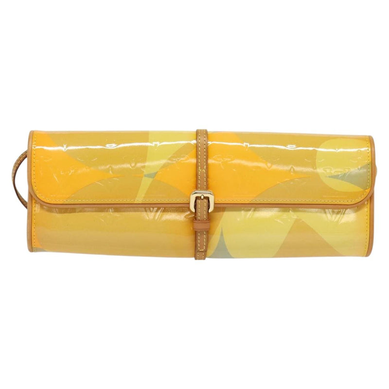 LOUIS VUITTON Monogram Vernis Pochette Fleur Bag Yellow M91118 LV Auth 120072