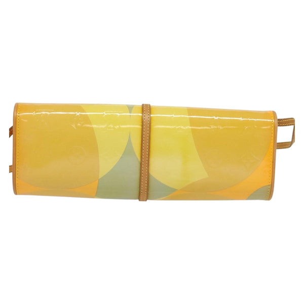 LOUIS VUITTON Monogram Vernis Pochette Fleur Bag Yellow M91118 LV Auth 120072