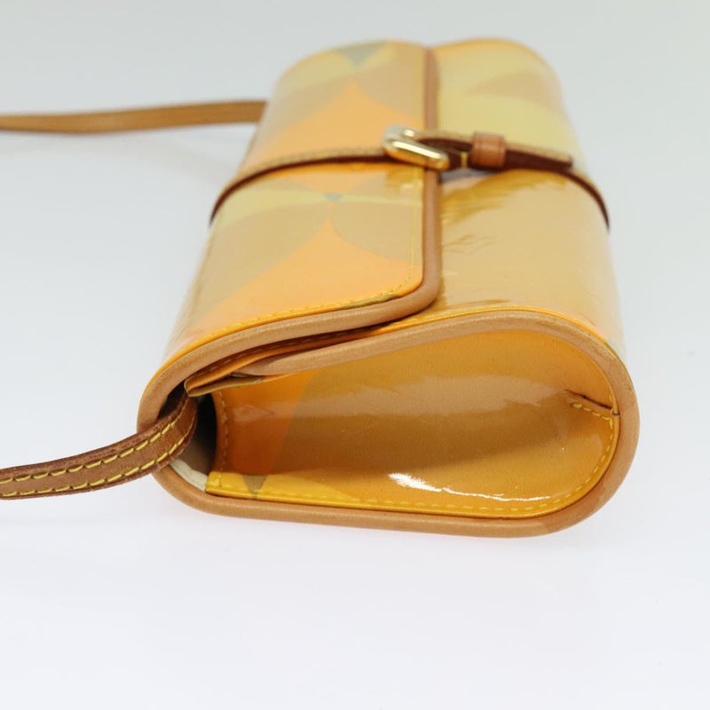 LOUIS VUITTON Monogram Vernis Pochette Fleur Bag Yellow M91118 LV Auth 120072