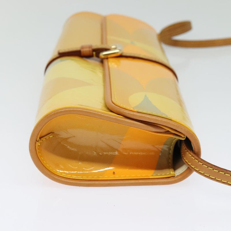 LOUIS VUITTON Monogram Vernis Pochette Fleur Bag Yellow M91118 LV Auth 120072