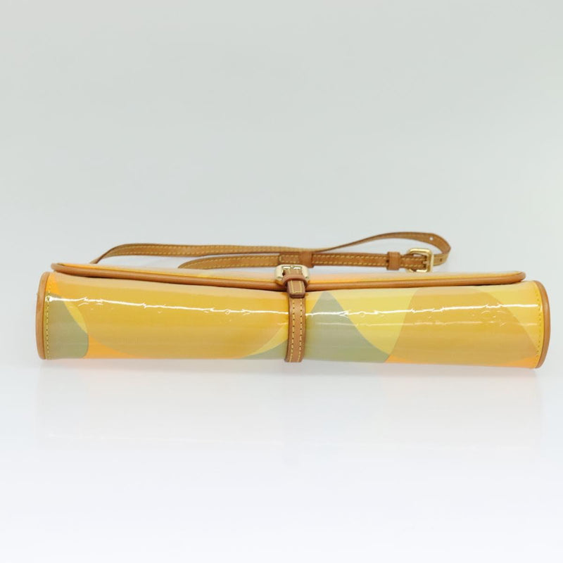 LOUIS VUITTON Monogram Vernis Pochette Fleur Bag Yellow M91118 LV Auth 120072