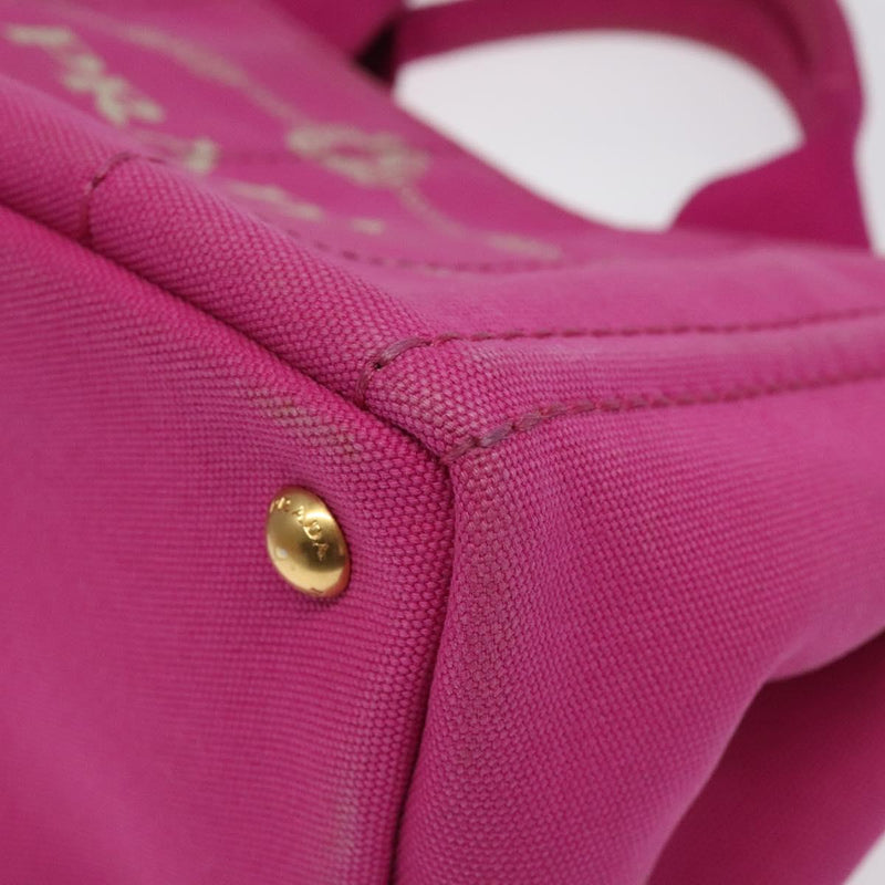 PRADA Canapa PM Hand Bag Canvas 2way Pink Gold Auth 120078