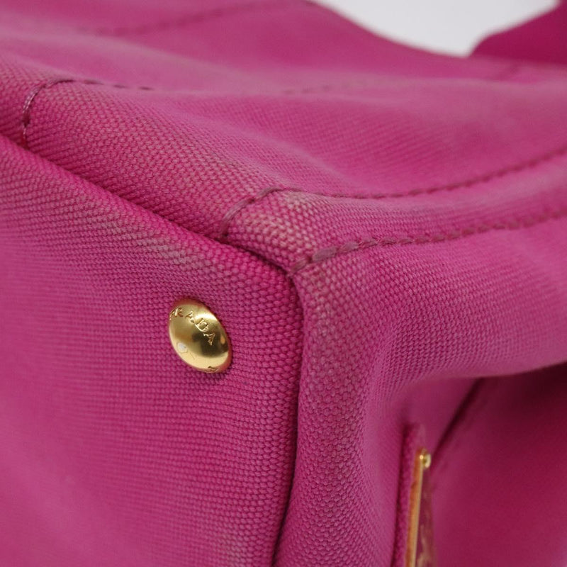 PRADA Canapa PM Hand Bag Canvas 2way Pink Gold Auth 120078