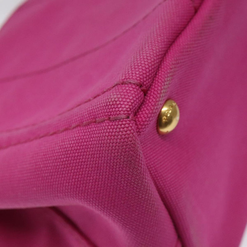 PRADA Canapa PM Hand Bag Canvas 2way Pink Gold Auth 120078