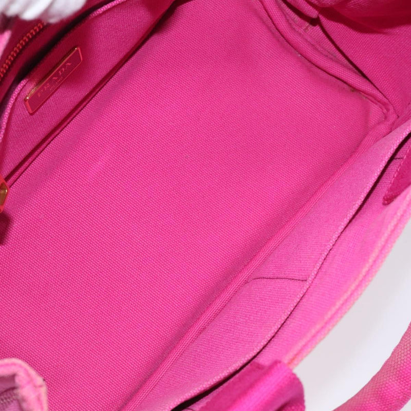 PRADA Canapa PM Hand Bag Canvas 2way Pink Gold Auth 120078